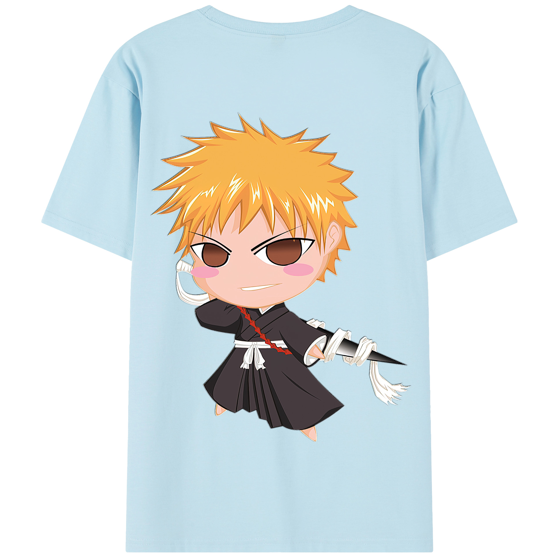 （画像用） ブリーチ 黒崎一護（くろさき いちご）BLEACH Kurosaki Ichigo 綿100％半袖Tシャツ（背面プリント）